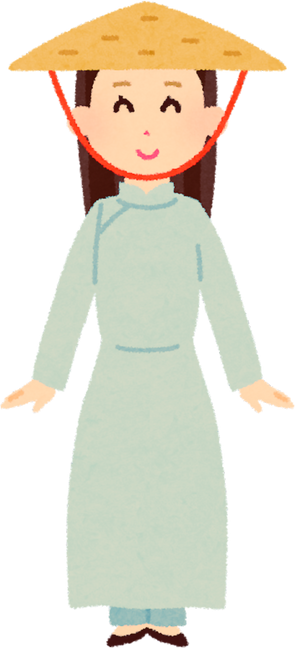 Illustration of a Woman in Traditional Ao Dai Dress